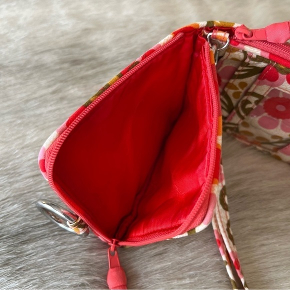 VERA BRADLEY Folkloric Double ID Wristlet Pink Green Floral Travel 2011 Lippies - Picture 11 of 13